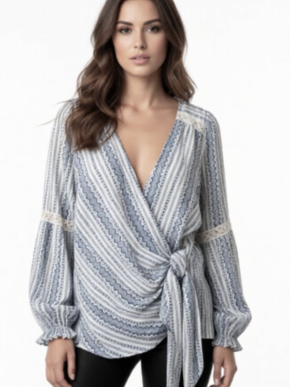 Skies are Blue Long Sleeve Boho Top Blouse Shirt Oversized XS